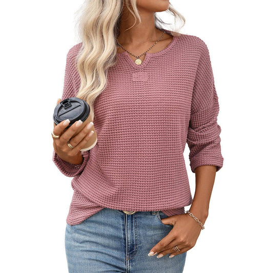 Gabrielle Waffle Knit Long Sleeve Top