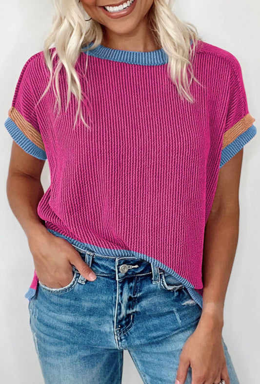 Color Block Raised Rib Tee