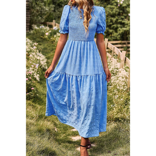 Courtney Tiered Puff Sleeve A Line Dress