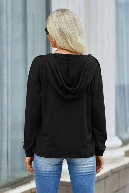 Gabrielle Lace Trim Loose Hoodie
