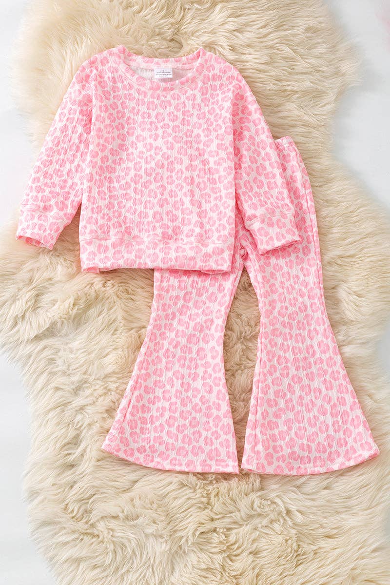 Pink Leopard printed girls 2 piece set
