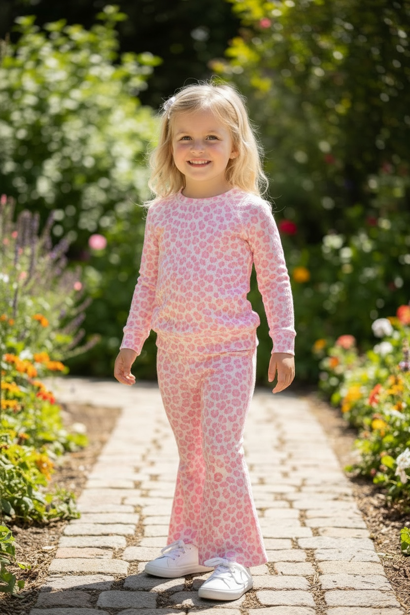Pink Leopard printed girls 2 piece set