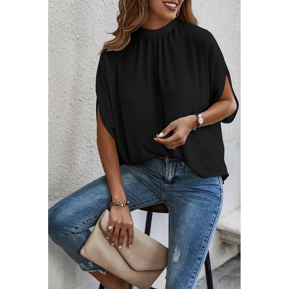 Taylor Cape Short Sleeve Loose Top