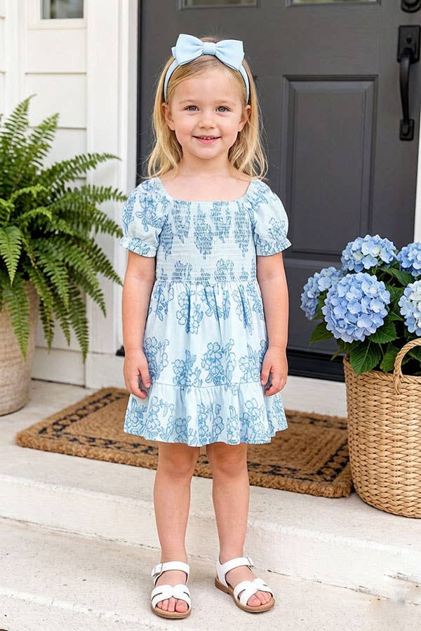 Girls Floral Smocked Dress