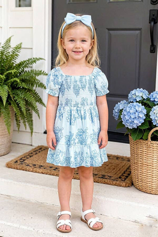 Girls Floral Smocked Dress