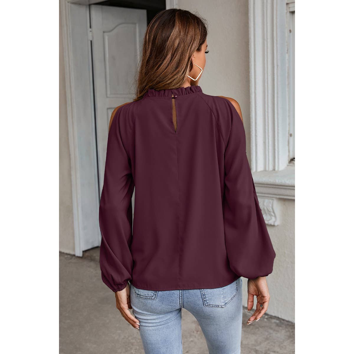 Maritza Open Shoulder Mock Neck Top