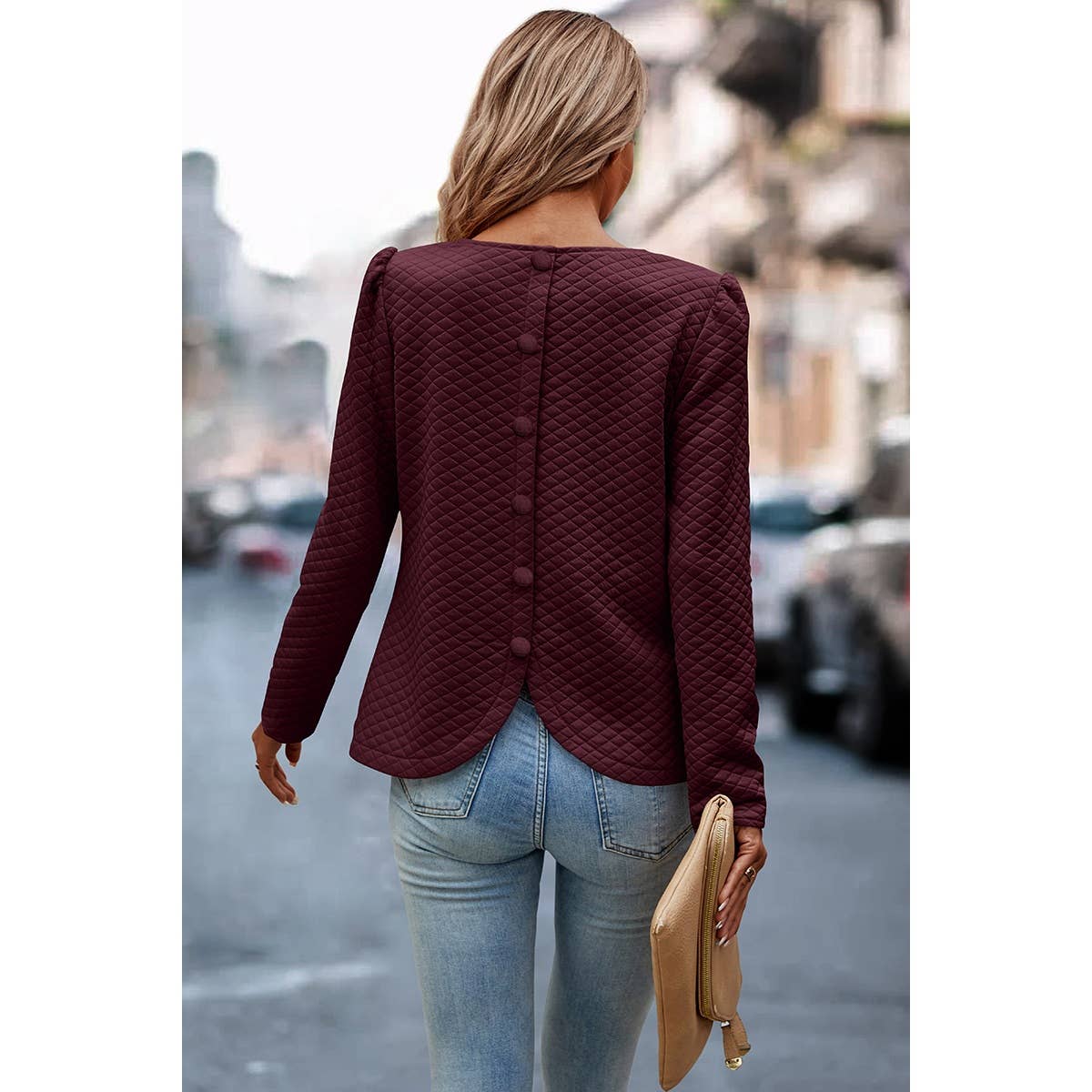 Kaley Button Back Ruffle Top