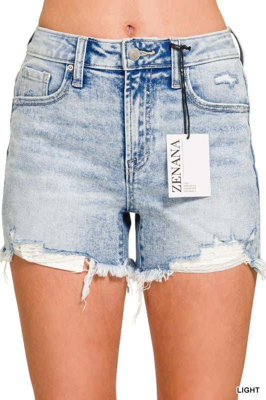 Zenana Distressed Denim Shorts