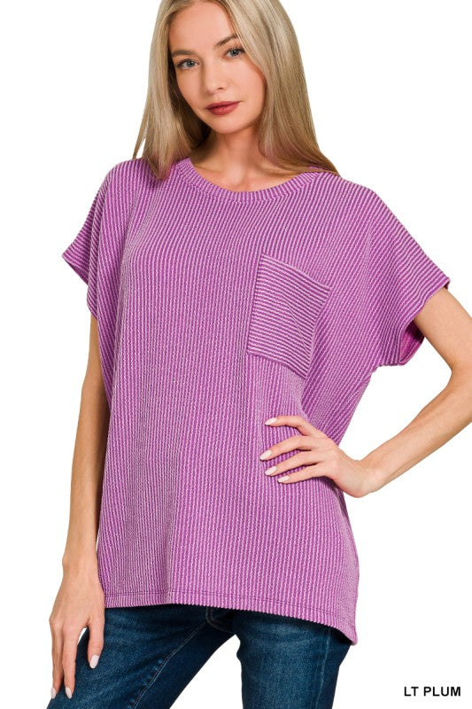 Zenana Raised Rib Pocket Tee