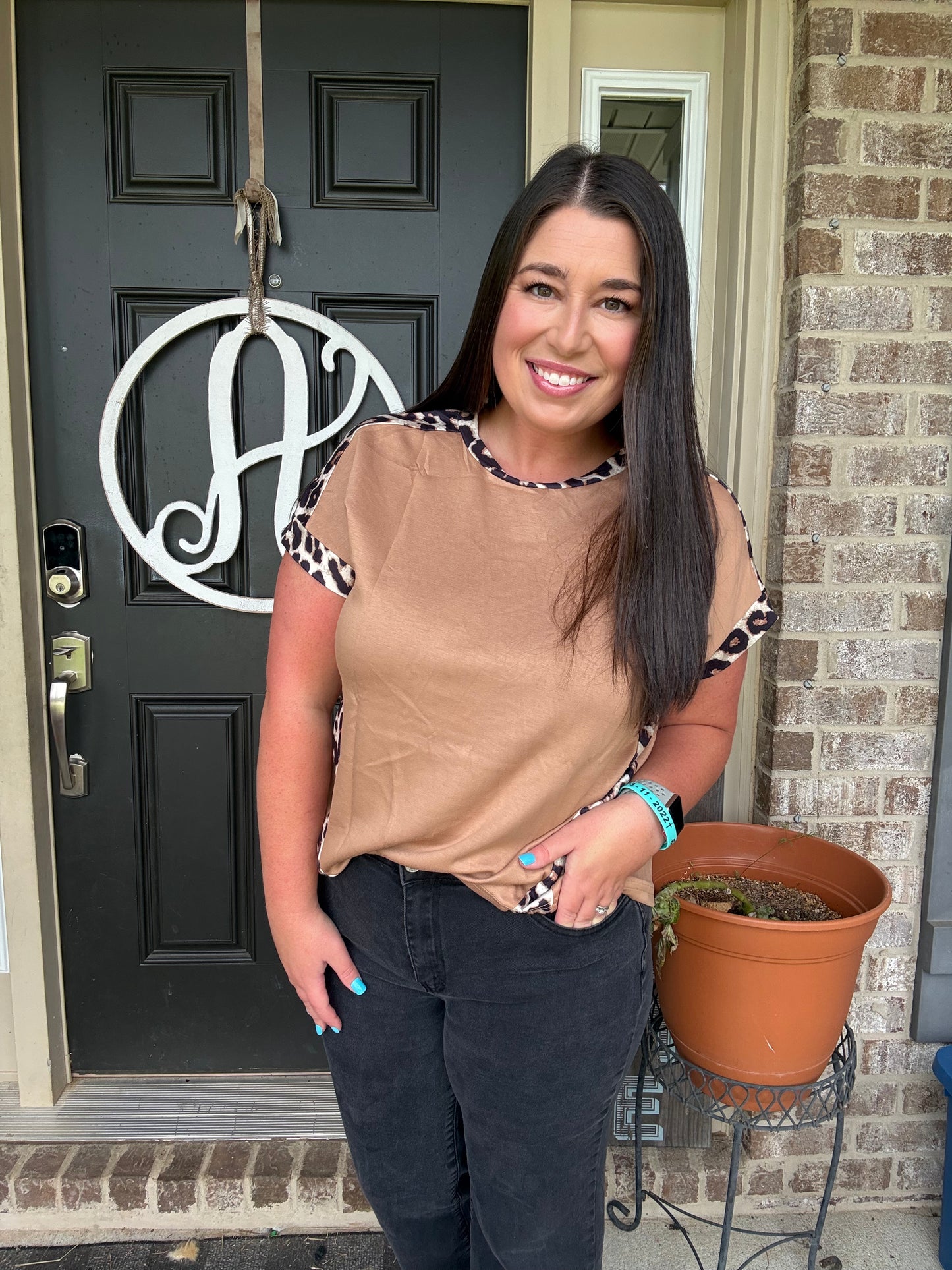 Leopard Trim Top