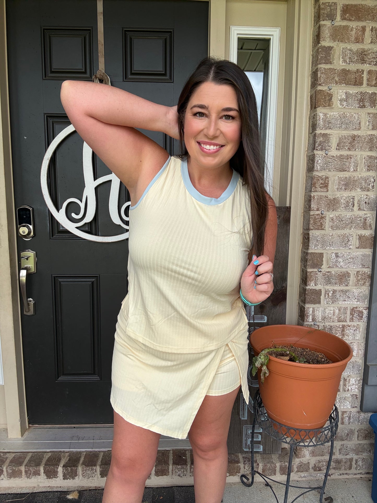 Ribbed Loose Tank and Skort Set