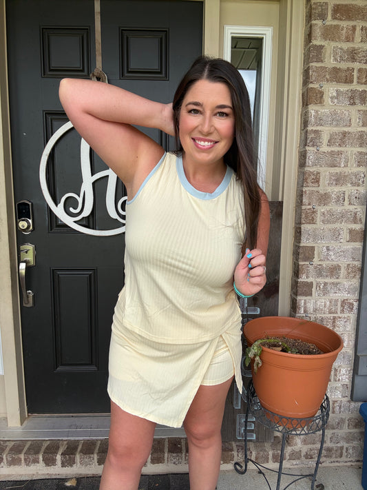 Ribbed Loose Tank and Skort Set