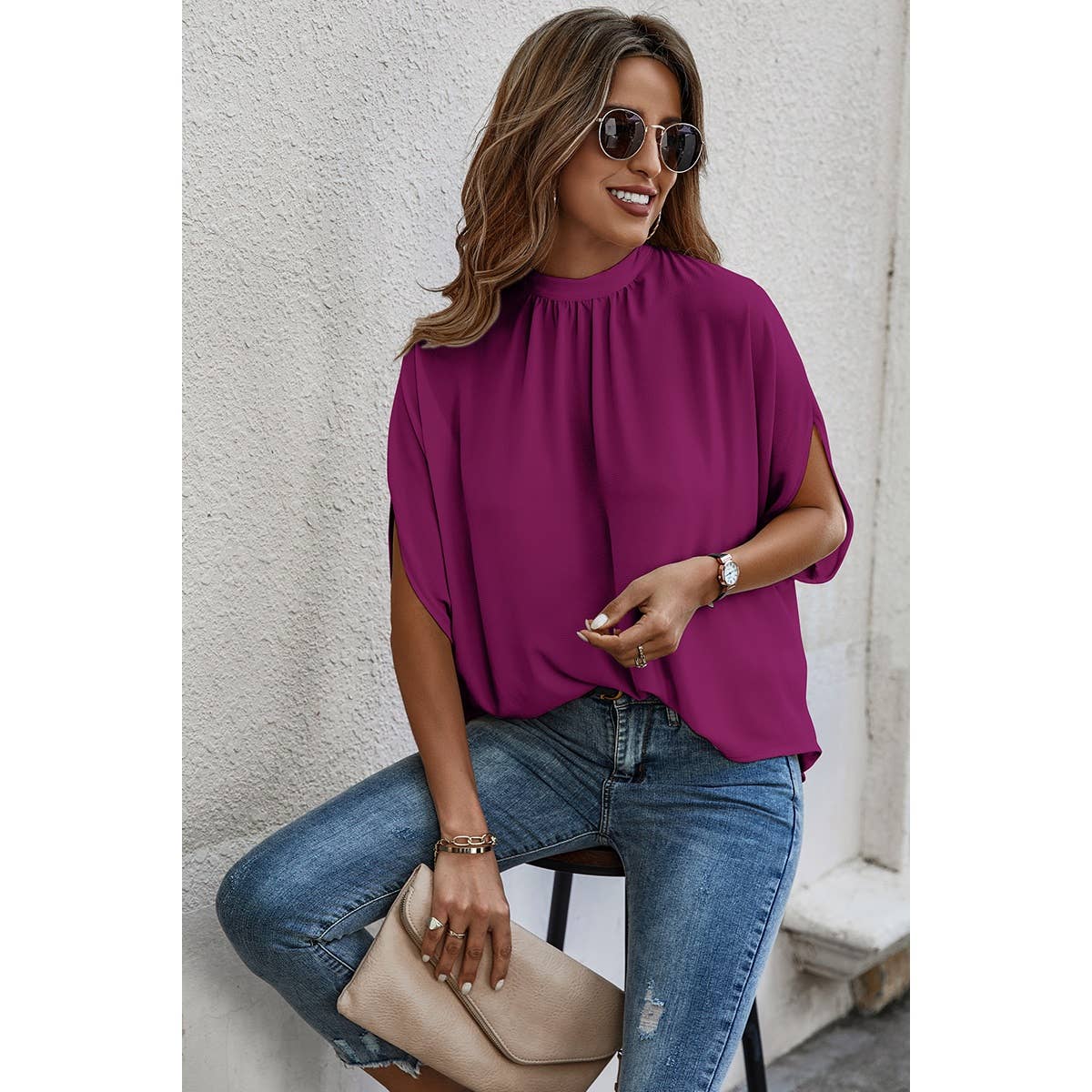 Taylor Cape Short Sleeve Loose Top