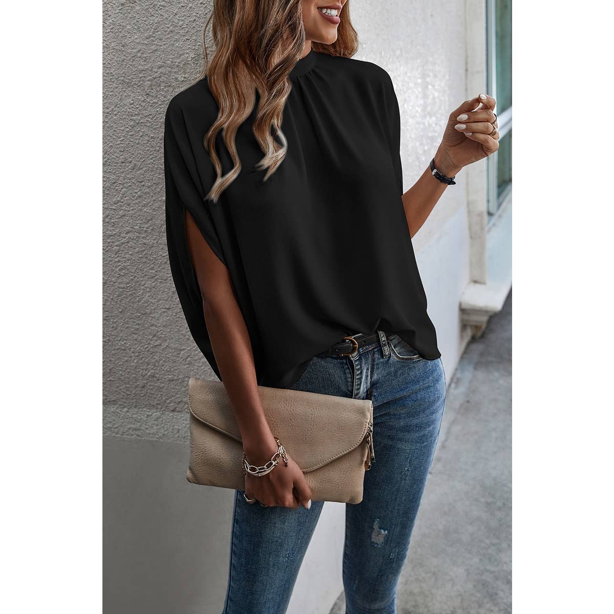 Taylor Cape Short Sleeve Loose Top